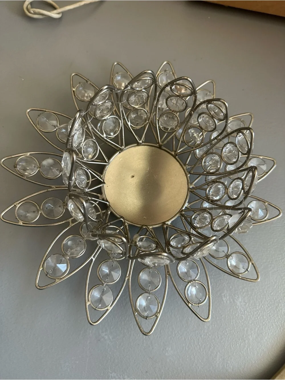 Crystal Accent Candle Holder - Clear and Gold